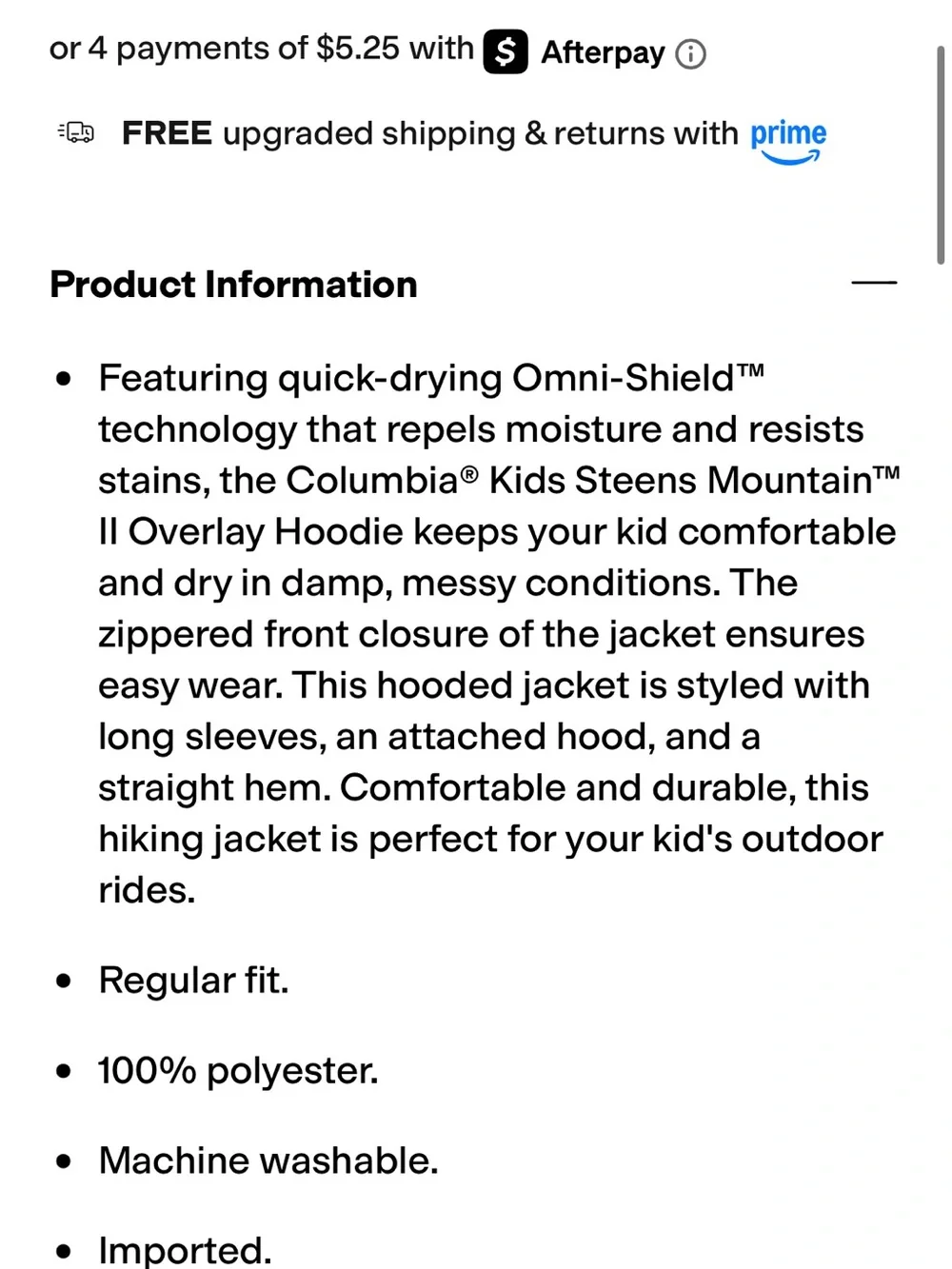Infant 3-6 Month Columbia Steens Mt II Overlay Hoodie Zip Up Jacket